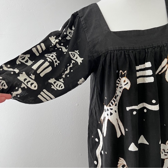 VINTAGE Ramona Rull Womens Black White & Gold Animal Dress size AV - Picture 7 of 14